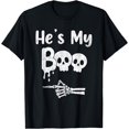 thumbnail image 1 of Matching Halloween Pajama Couples, He's My Boo Skull Face T-Shirt - As Picture - M, 1 of 2