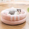 thumbnail image 1 of LSLJS Lit Rond Moderne en Peluche Douce pour Animaux de Compagnie pour Chats Ou Petits Chiens, Mini Lit pour Chien de Taille Moyenne Cat Bed Autochauffant Automne Hiver Intérieur pour Somnoler Dormir Douillet Minou Teddy Kennel, 1 of 2