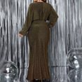 thumbnail image 5 of Gupgi Robe de Soirée Pailletée pour Femme Grande Taille Couleur Unie Manches Longues Col en V Ajustée Longue Robe Cocktail Formelle Bal de Promo TG-TTTTG, 5 of 5