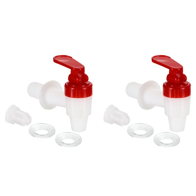 Unique Bargains Beverage Dispenser Replacement Spout, 2Set Plastic Water Dispenser Spigot Replacement Faucet (Red White)