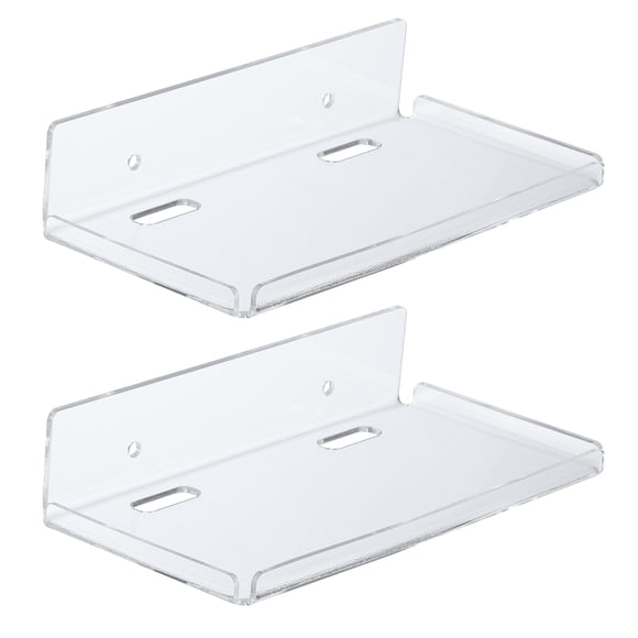Uxcell 8" Small Floating Shelves Clear Acrylic Shelves for Wall Small Clear Wall Shelf Bathroom Shelves 2 Pcs