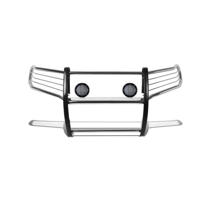 Black Horse Offroad Grille Guard 17TU31MSS-PLFB Polished; Stainless Steel; Modular; 1-1/2 Inch Diameter; With Brush Guard; Without Skid Plate