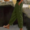 thumbnail image 2 of Timegard Womens Pants Elastic High Waist Lightweight Side Button Solid Color Lounge Trousers with Pockets, 2 of 7