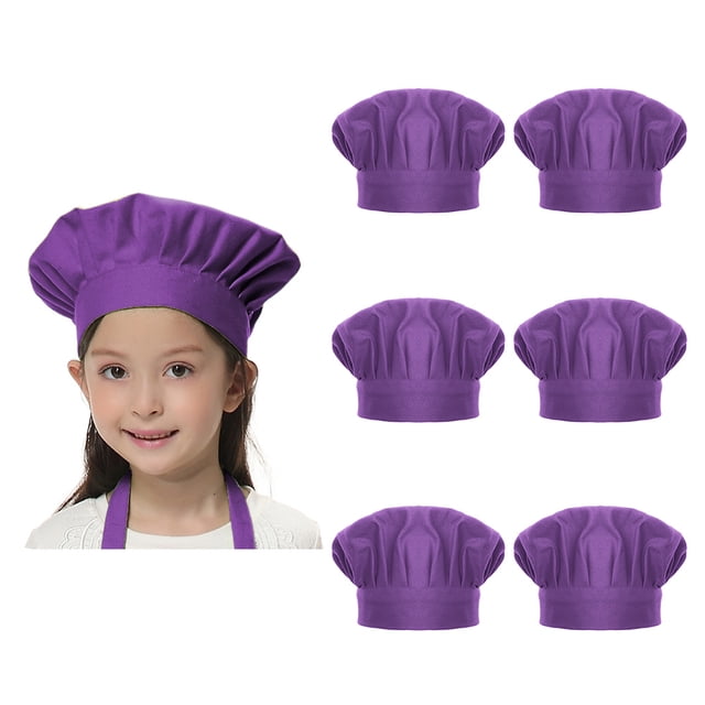 TOPTIE 6 Pack Chef Hat for Kid & Adult, Cotton Elastic Adjustable Kitchen Cooking Baking Hat