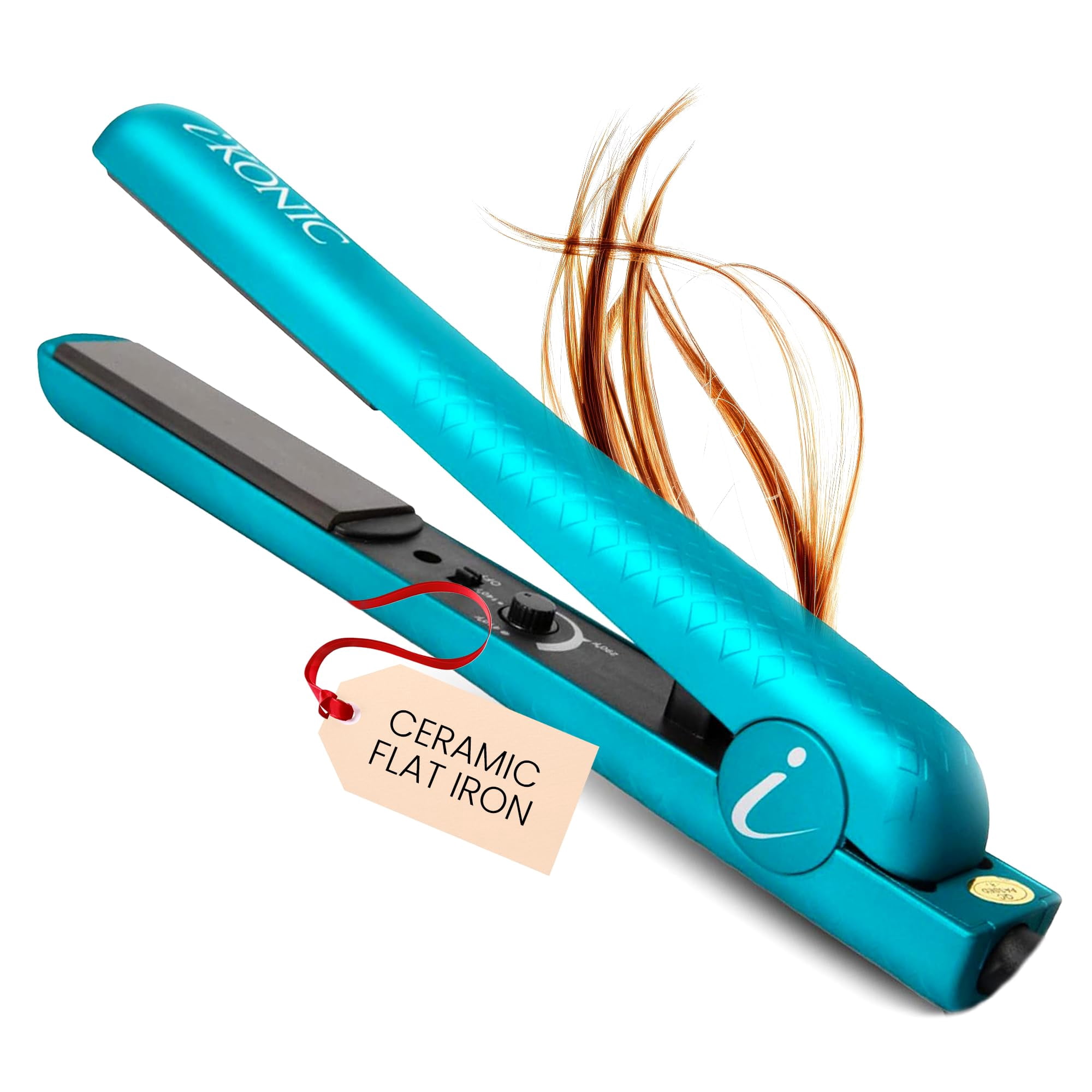 iKonic 100% Pure Ceramic Flat Iron All in One Hair Curling Straightener 1.25 Inch with Floating Plates Infrared Technology Anti-Static Frizz-Free Professional Iron for All Hair Types - Blue