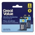 thumbnail image 1 of Great Value 9V 6LR61 Alkaline Batteries 4 Pack, 1 of 4