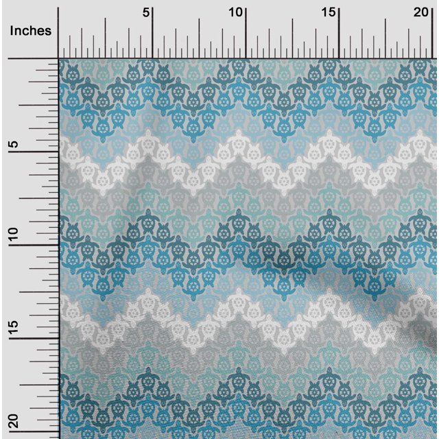 oneOone Cotton Poplin Teal Blue Fabric Turtle Block Fabric For Sewing Printed Craft Fabric By The Yard 56 Inch Wide