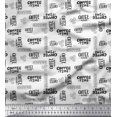 thumbnail image 1 of Soimoi White Velvet Fabric Coffee Time Text Print Fabric by Yard 58 Inch Wide, 1 of 5
