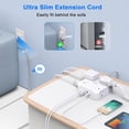 thumbnail image 3 of 5 Ft Flat Extension Cord, Tcstei Ultra-Thin Flat Plug Surge Protector Power Strip, 3-Sided Outlet Extender, 8 AC Outlets and 4 USB Ports(2 USB C) for Home, Office, Dorm Room Essentials, ETL, White, 3 of 7