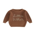 thumbnail image 1 of Newborn Infant Baby Girls Sweater Long Sleeve Letter Embroidery Knit Pullover Tops Fall Winter Clothes, 1 of 9