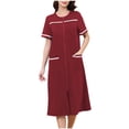 thumbnail image 1 of Chemise de Nuit pour Femmes, Robe de Nuit Décontractée à Manches Courtes avec Col Rabattu, Robe de Sommeil Douce pour la Maison, le Salon et le Lit, 1 of 8