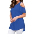 thumbnail image 1 of Off the Shoulder Shirts for Women Summer Short Sleeve Solid Color Tank Top Ladies Plus Size Beach Flowy Tees Blouse (XX-Large, BlueA1), 1 of 6
