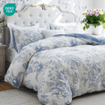 thumbnail image 1 of JOLUSERE Duvet Cover Queen Size,3 Pieces Botanical Floral Leaf Reversible Bedding Set,Light Blue White, 1 of 11