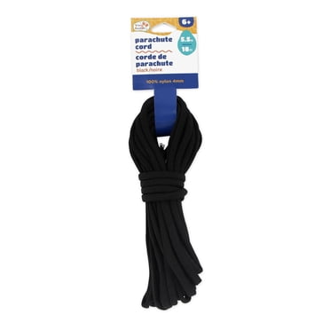 TINY HANDS Parachute Cord, Black, 100% Nylon 4 mm (0.16 in), 5.5 m (18 ft), Age 6+, Kids, Crafts