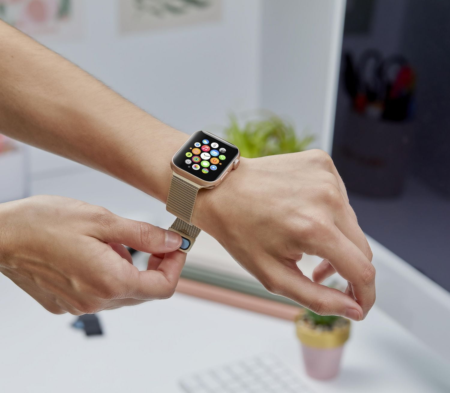 Bracelet à maillons de chaîne en métal de onn. pour Apple Watch 38 mm, 40 mm, 41 mm