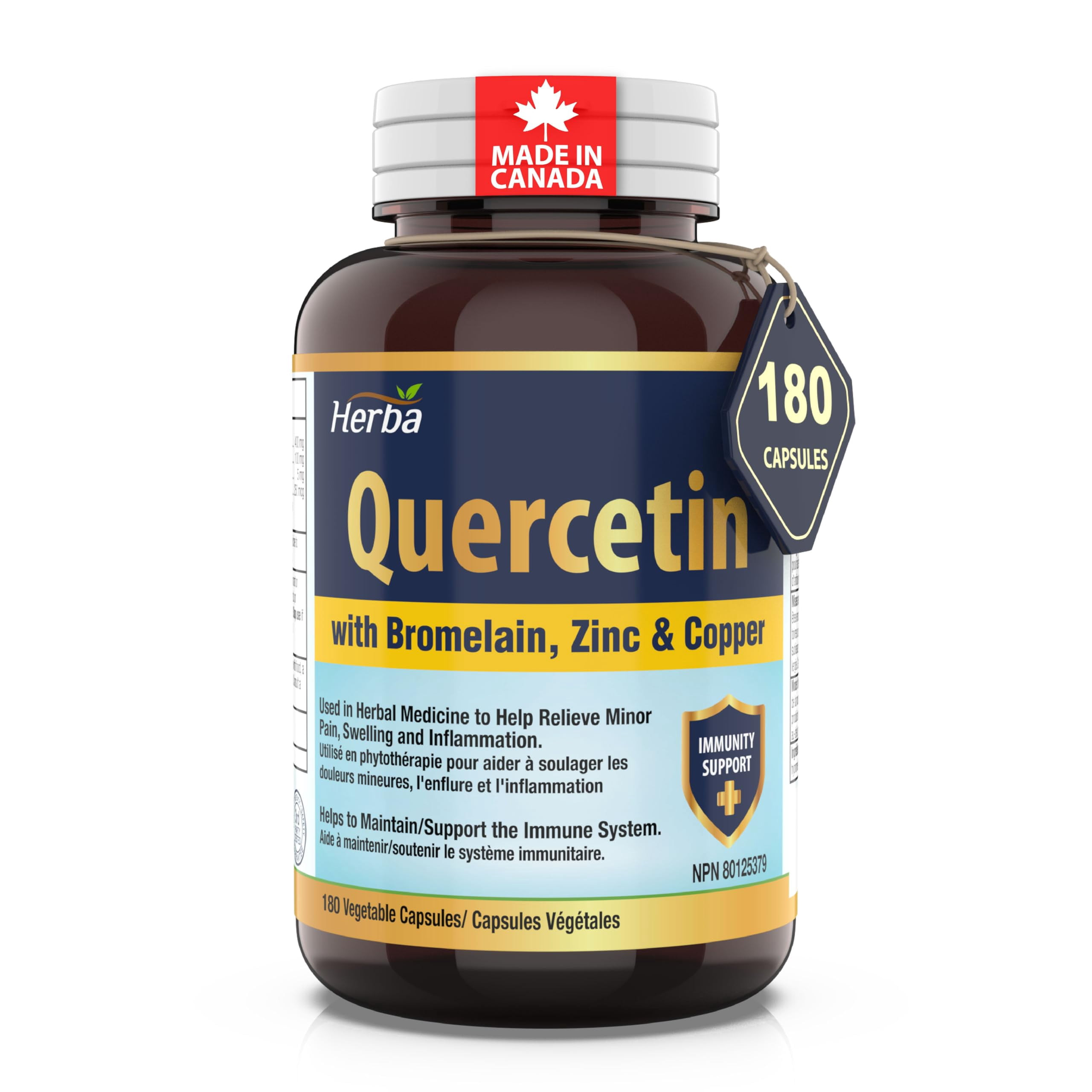 Herba Quercetin with Bromelain, Zinc, and Copper – 180 Capsules | Made in Canada
