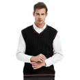 thumbnail image 2 of TOPTIE Men's 100% Cotton Knit Sweater Vest, V Neck Cable Pattern, 2 of 9
