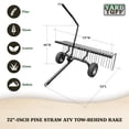 thumbnail image 3 of Yard Tuff 72 Pouces Paille de Pin pour VTT, Remorquage derrière, Râteau Paysager en Acier avec Roues et Poignée, 3 of 6