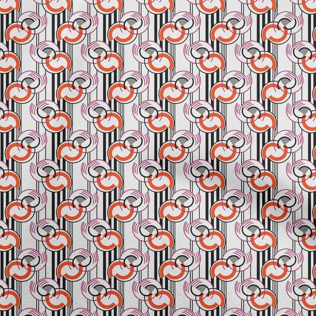 oneOone Tissu en Coton Rouge Cambrique Géométrique pour Projets de Couture, Imprimés au Mètre, Largeur 42 Pouces