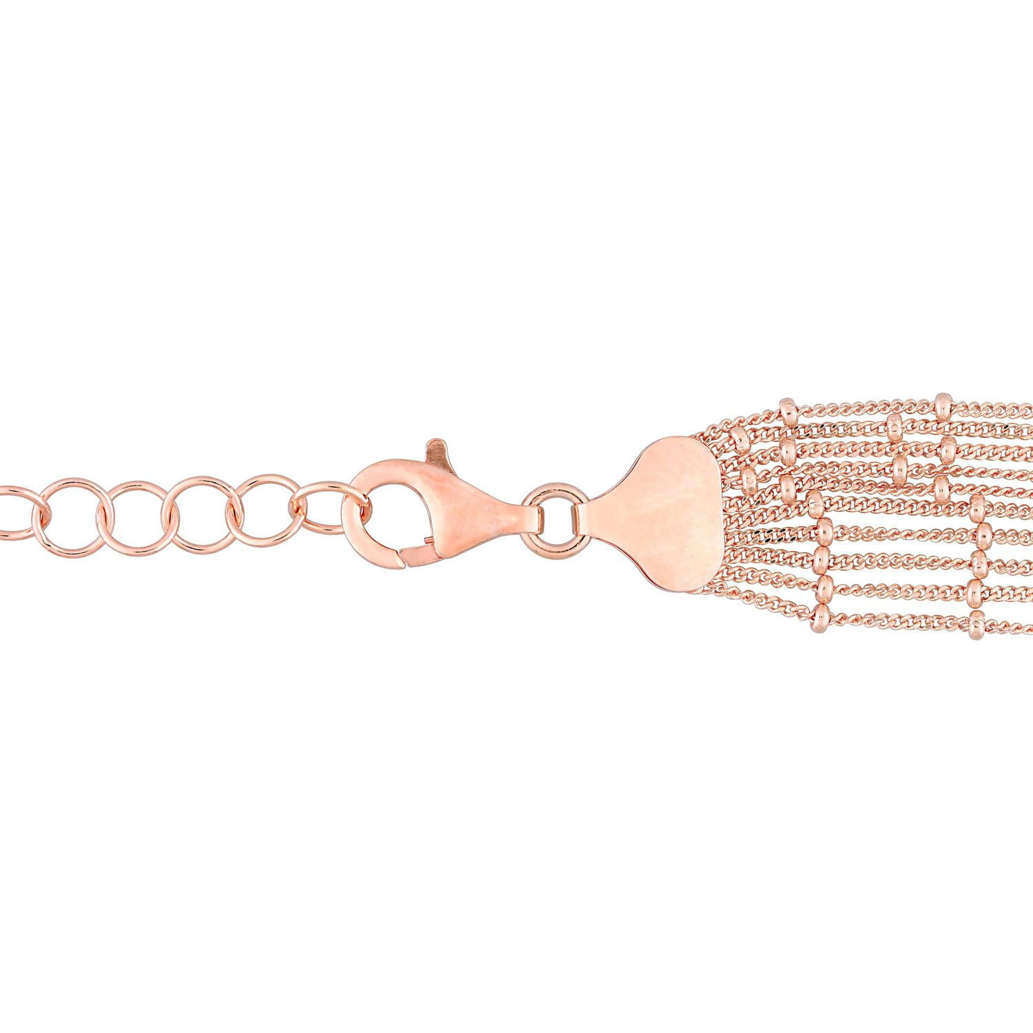 Collier chaîne à 10 brin de Miabella en argent sterling plaqué en or rose 18K