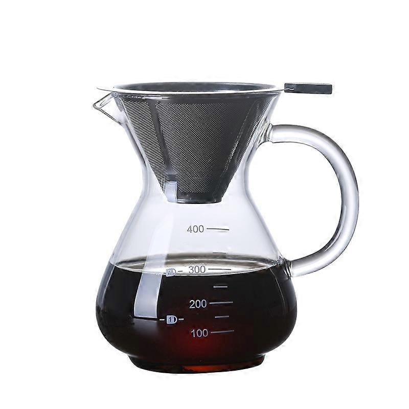 Pour Over Coffee Maker, Manual Coffee Filter, Pour Over Coffee Maker Cup 400ml, Pour Over Coffee Maker, Borosilicate Glass Carafe, Manual Pour-Over C
