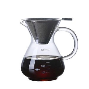 Verser sur la cafetière, Filtre à café manuel, Verser plus de tasse de cafetière 400ml, Verser sur la cafetière, Carafe en verre Borosilicate, Verser manuellement C