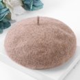 thumbnail image 1 of Women New Solid Color Adjustable Wool Beret Wool Warm Hat In Autumn And Winter, 1 of 3