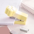 thumbnail image 2 of SIYTUAU Yellow Cat Claw Mini Desktop Stapler With 400 Staples Push Button Retractable Pen Holder Gradient Design Plastic Material For School Office Yellow, 2 of 6