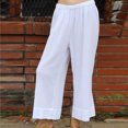 thumbnail image 2 of Birdeem Fashion Womens Spring and Summer Versatile Wide Leg Cotton Linen Elastic Waist Solid Color Wide Leg Pants, 2 of 6