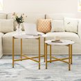 thumbnail image 2 of Costway Round Coffee Table Set of 2 21.5" & 25.5" Nesting Coffee Tables Circle End Table White, 2 of 10