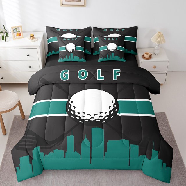 YST Golf Print 7-Piece Comforter Set for Boys Girls, Full Size