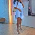 thumbnail image 1 of Pxiakgy Two Piece Outfits for Women Short Sleeve Casual Basic Shorts Set Light blue + XXL, 1 of 5