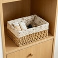 thumbnail image 1 of thefmos Small Woven Storage Basket, Rectangular Decorative Rattan Organizer Bin, Plastic Sundries CosmeticToyContainer for Home Bathroom Bedroom Kitchen Office, 1 of 6