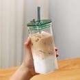thumbnail image 2 of VogueV Lidded Glass Tumbler with Straw - Heat-Resistant Reusable Drinkware D, 2 of 8