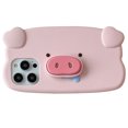 thumbnail image 1 of Étui Support Invisible 3D Nez de Cochon à Bave Rose Amusant pour iPhone 13 14 12 11 15 Pro Max Mignon Créatif Support Support Antichoc, 1 of 6