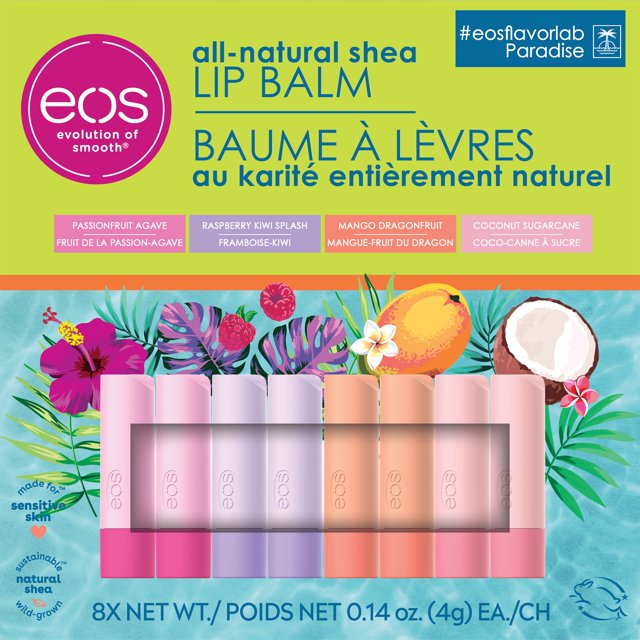 eos Baume à Lèvres Stick 100 % Naturel et Bio, Lot de 8