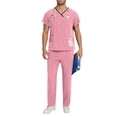 thumbnail image 1 of TIMIFIS Men and Women Scrub Set Stretch V-Neck Scrub Top and Drawstring Waist Joggers Pants Solid Color Comfort Fits Medicals Uniform with Pockets - Spring/Summer, 1 of 7