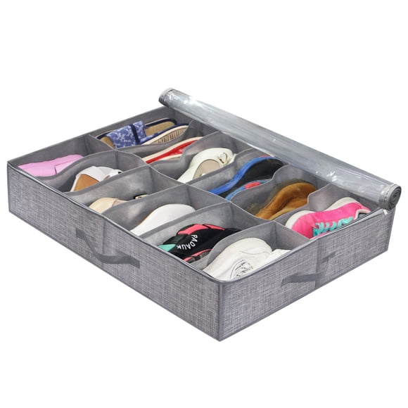 Home Textile Storage Under Bed Shoe Cabinet for 24 Pairs Durable Bedside Organizing Solution with Transparent Lid Space Efficient Wardrobe Organizer for Footwear and Bedding