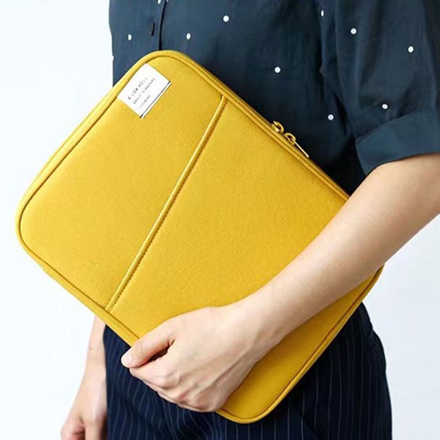Maoww Tablet Sleeve Bag Laptop Pouch Soft Computer Handbag Notebook Keyboard Storage Zipper Closure Mouse Organizer Business Yellow 13.3-14inch