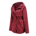 thumbnail image 3 of Women Solid Rain Jacket Outdoor Jackets Waterproof Hooded Raincoat Windproof, 3 of 9