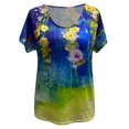 thumbnail image 3 of Heliisoer Grande Taille Femme Manches Courtes Imprimé Col en V Hauts Tee T-Shirt Blouse, 3 of 5