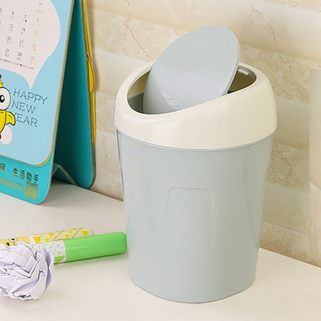 Meitianfacai Mini Trash Can with Swing Lid, Small Desk Trash Can, Plastic Garbage Can for Countertop Coffee Bar Office Mini Wastebasket Bathroom Trash Can Kitchen Trash Can