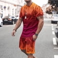 thumbnail image 4 of Men Print Short Sleeves Casual Beach Short Sleeve Round-Neck Blouses & Sets, 4 of 5