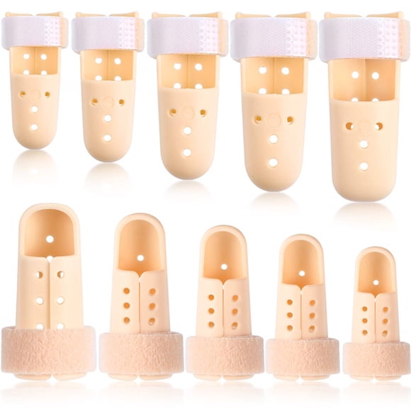 10 Pcs Finger Splint Finger Support Brace Mallet Finger Splint, 5 Sizes Finger Brace Thumb Protector for Wounds Relief Broken Middle Finger Stabilizer Straightening Arthritis