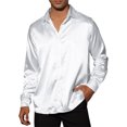 thumbnail image 1 of INSPIRE CHIC Men's Dress Satin V Neck Long Sleeves Button Down Party Shirts, 1 of 5