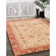 thumbnail image 2 of Ahgly Company Indoor Round Abstract Indian Saffron Orange Oriental Area Rugs, 7' Round, 2 of 6