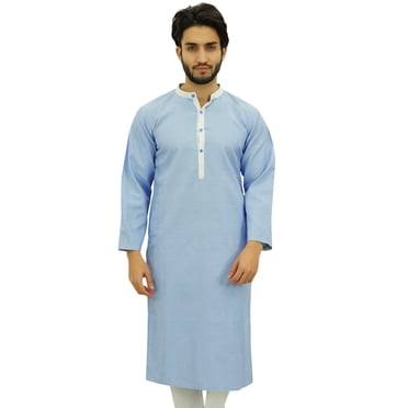 Atasi Ensemble Kurta Pyjama Classique pour Homme Chemise Longue en Coton Tenue Ethnique Décontractée-Grand