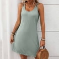 thumbnail image 4 of Liquidation d'Été 2025! Robe pour Femme Grande Taille, Liquidation de Robes d'Été pour Femmes, Robe d'Été Sans Manches à Col Rond Unie Décontractée et Tendance pour Femme, 4 of 5