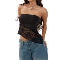 thumbnail image 1 of Fortune Haut Tube en Dentelle pour Femme Sans Bretelles Transparent Court Coupe Ajustée Hauts, 1 of 6