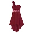 thumbnail image 3 of RUNQHUI Robe à une Épaule pour Enfants Filles en Chiffon Demoiselle d'Honneur Robe Haute Basse Robe de Soirée Formelle Bourgogne 16, 3 of 6